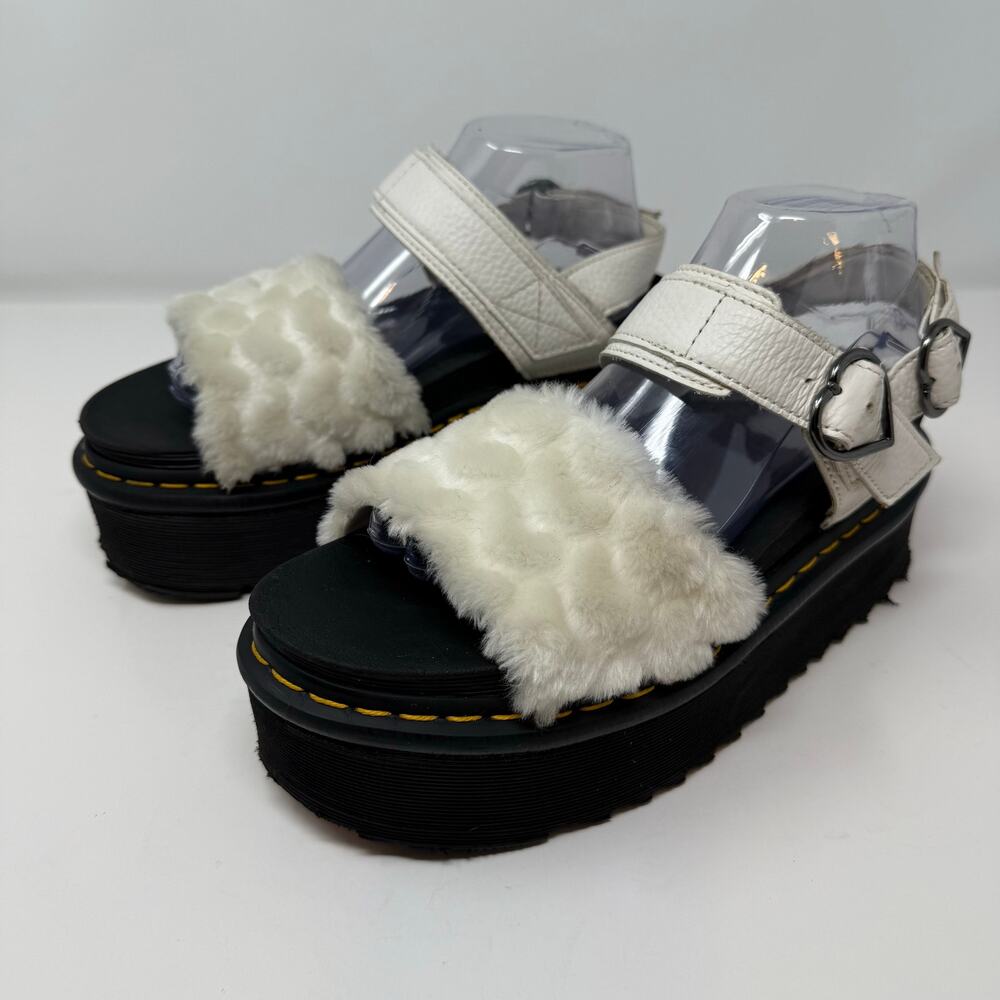 Dr. Martens Sandals Women's 9 White Voss Quad Fluffy Lug Sole Preppy Luxury - Picture 5 of 16